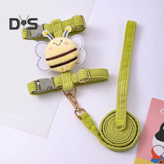 Набір шлейки та повідця для котів, регульована шлейка для кошенят, що не дозволяє втекти, з мультяшною бджілкою, для малих та середніх котів, собак, для прогулянок на вулиці