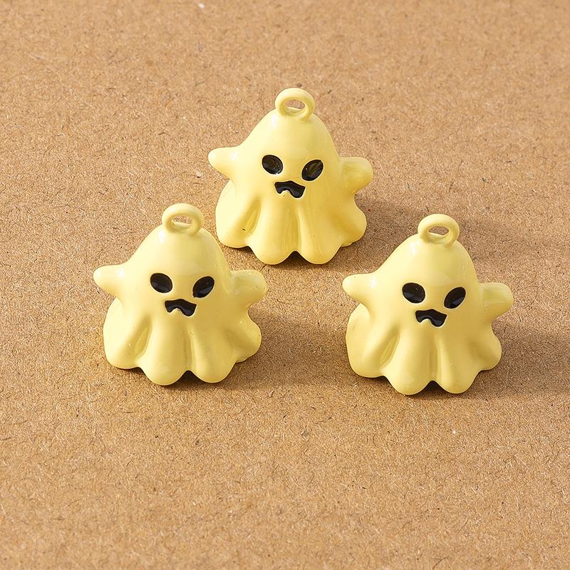 10pcs 20*17mm Cute Enamel Halloween Ghost Pendant Charm for Jewelry Making Earrings Necklace DIY Bracelet Accessories Supplies