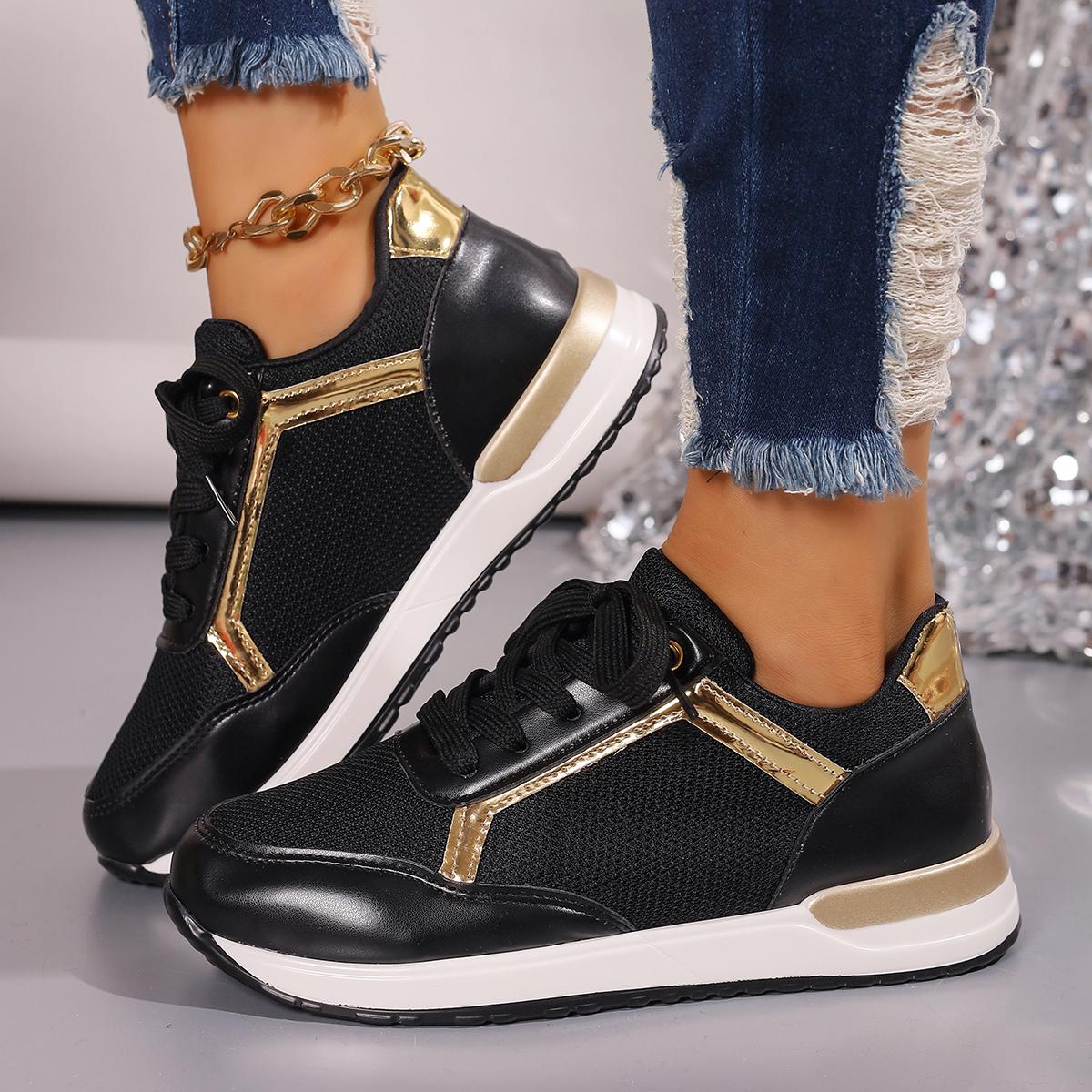 

мода Модные легкие кроссовки на платформе для женщин Большие размеры Белые спортивные туфли для женщин 2024 Весенняя повседневная обувь Zaptillas De Mujer 36 чёрный