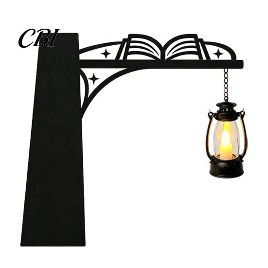 Bookshelf Decor for Bedroom Library Lantern Mini Lamp, Vintage Hanging Light with Warm Glow, Decorative Book Supports Shelves Home Study And