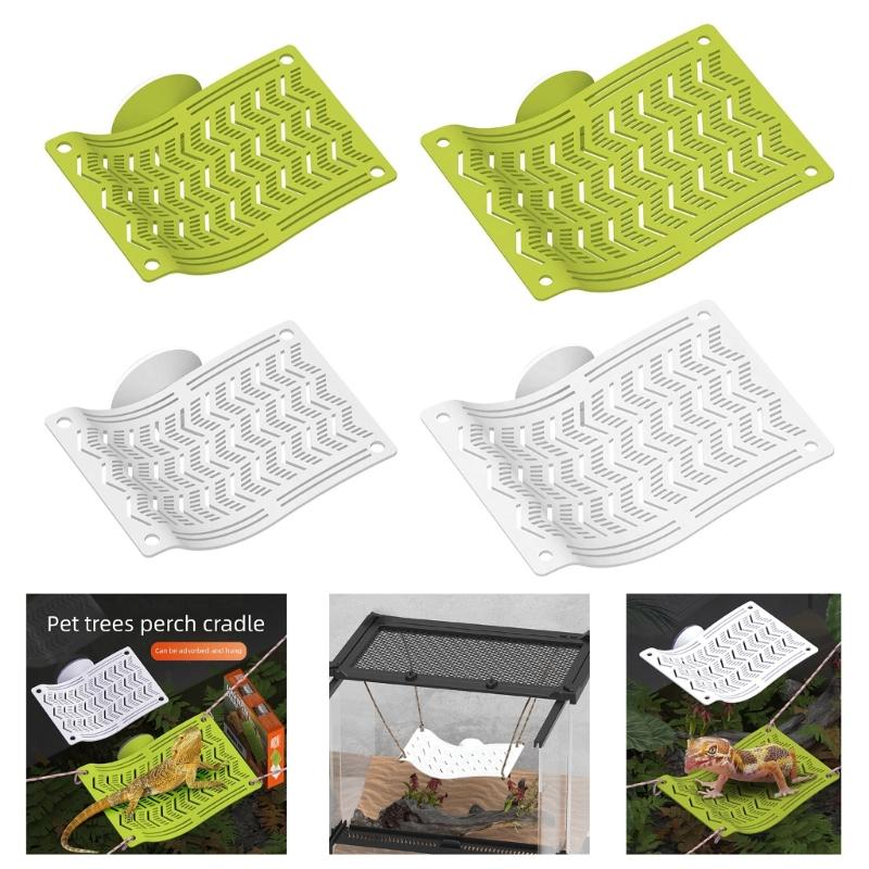 Elevated Reptiles Bedding ABS Climbing Perch With Powerful Suction Cups Lizards Lounger Hammock For Vivarium Decoration