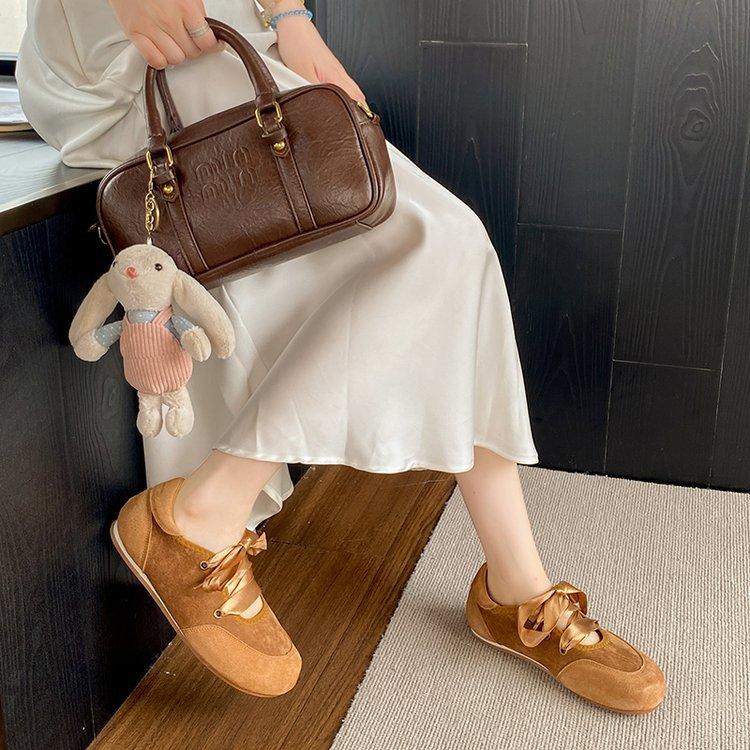 French Retro Style Bow Satin Band Ballet Shoes Mary Jane Shoes Soft Flat Comfortable Mary Jane Single Shoes Women