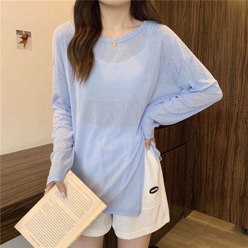 Women's Long Sleeve Sun Protection Cardigan - Solid Color, Loose Fit, Summer 2025