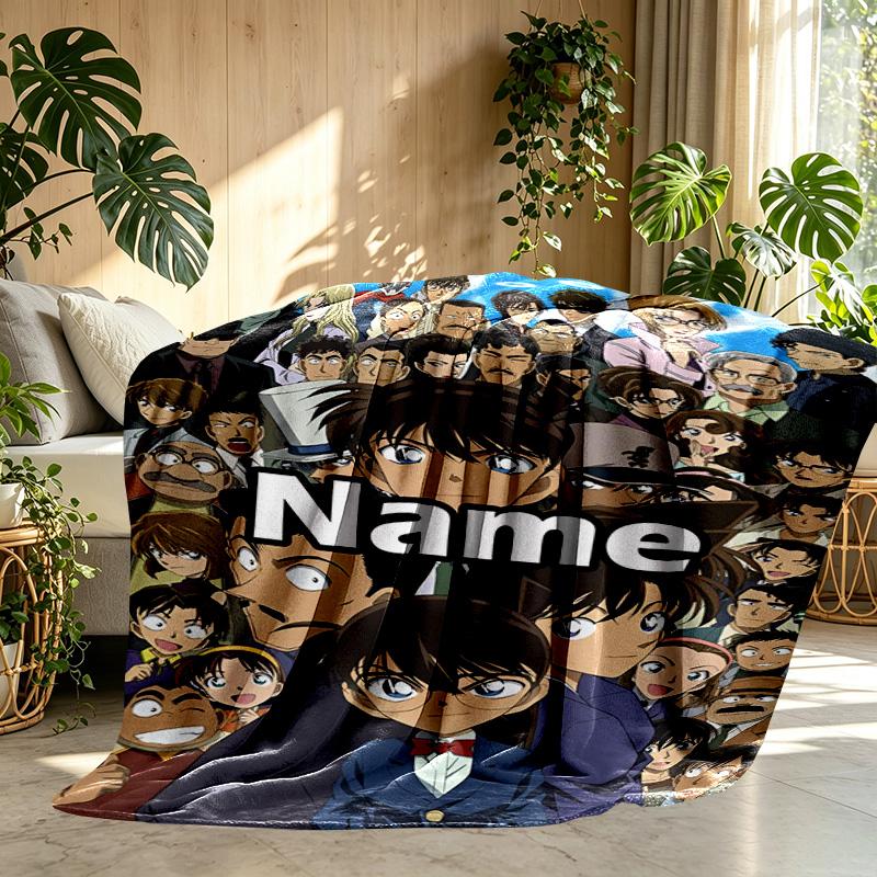 Manta Personalizada con Nombre y Estampado de Anime, Decoración del Hogar, Dormitorio, Sofá, Acampada, Sillón, Regalos para Cumpleaños Navidad