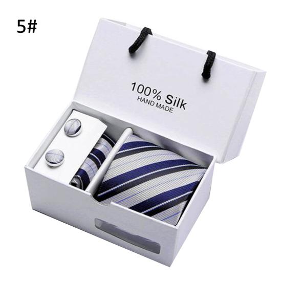 5Pcs Men Handkerchief Cuff Button Necktie Suit Wedding Party Accessories?Gift