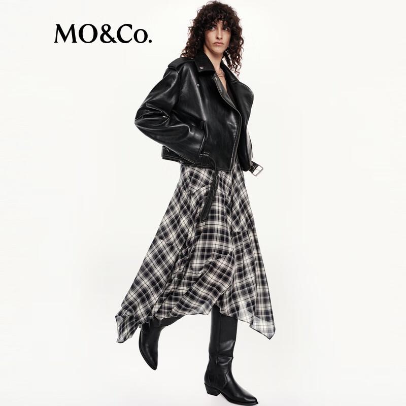 

MO&Co. Faux Leather Motorcycle Jacket with Belt XS