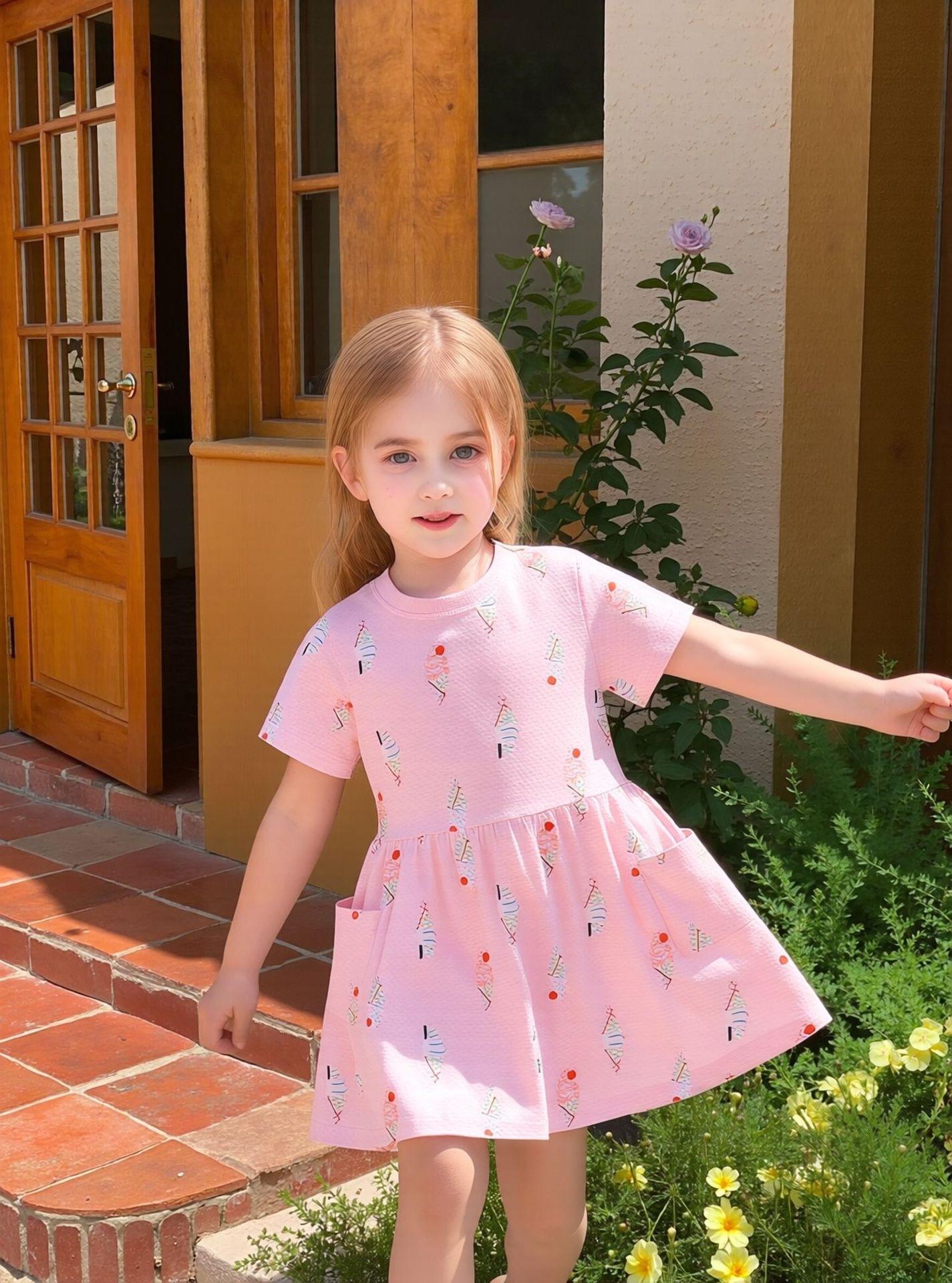 Girls Summer Short Sleeve Cartoon Dress 90