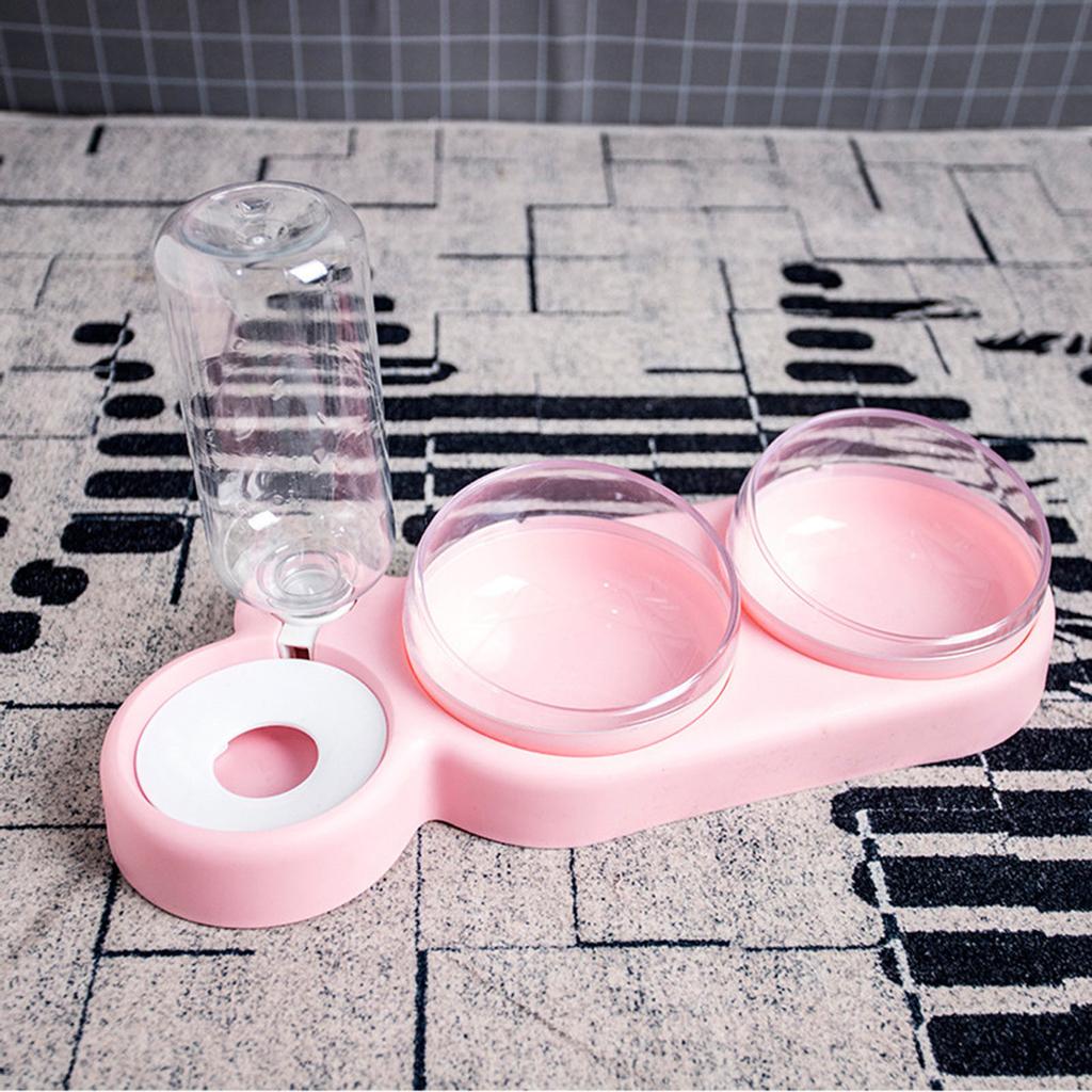 Bowl Set With 3 Glasses Double Food Bowl Wet And Dry Food With Water Bottle