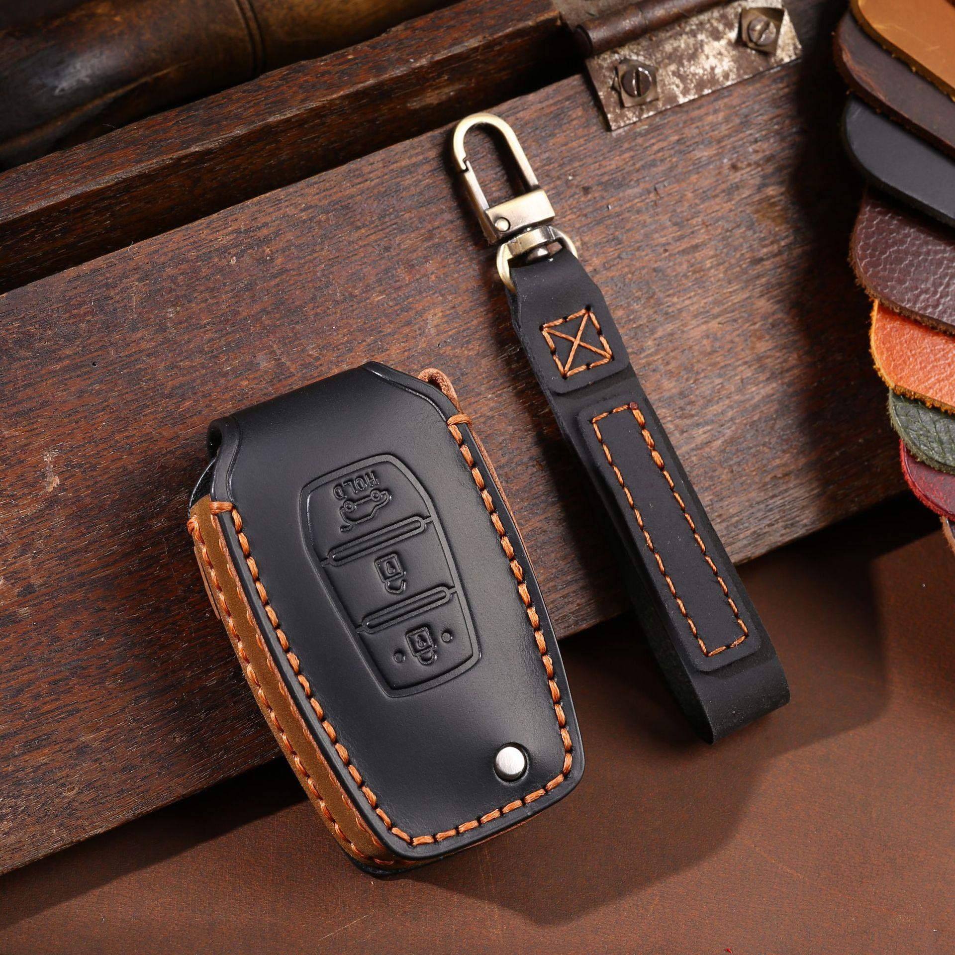 

Suitable for Korean Shuanglong key cover ss-01 special key protective cover handmade real cowhide