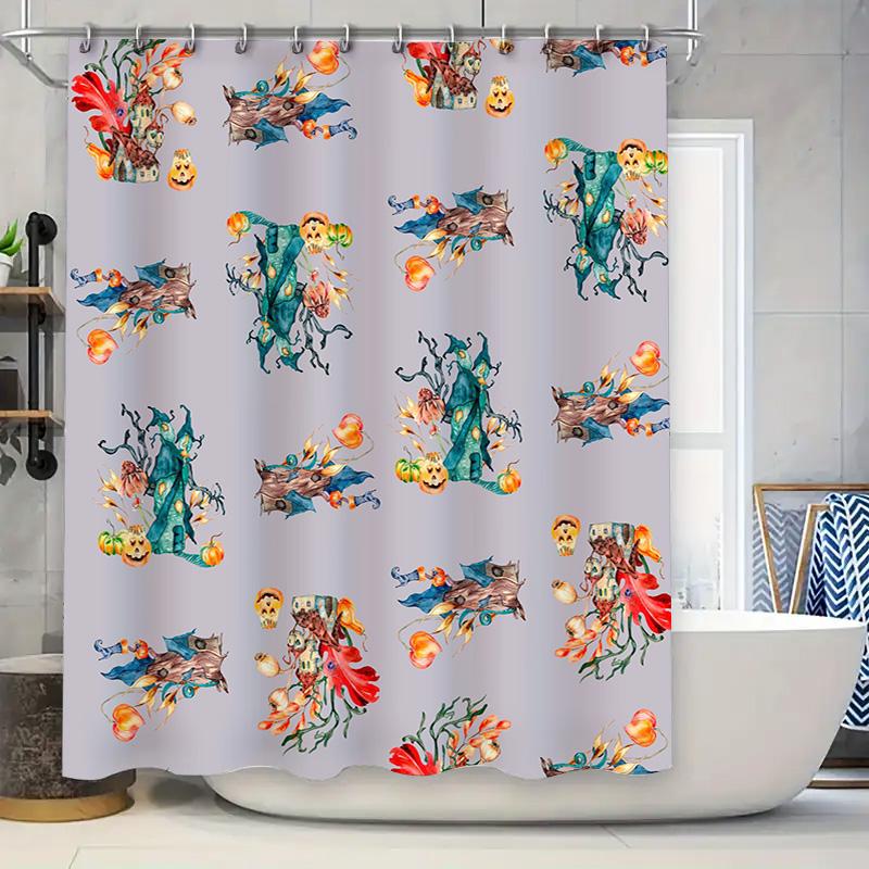 Halloween-themed Shower Curtain with Spooky Designs Perfect for Your Bathroom