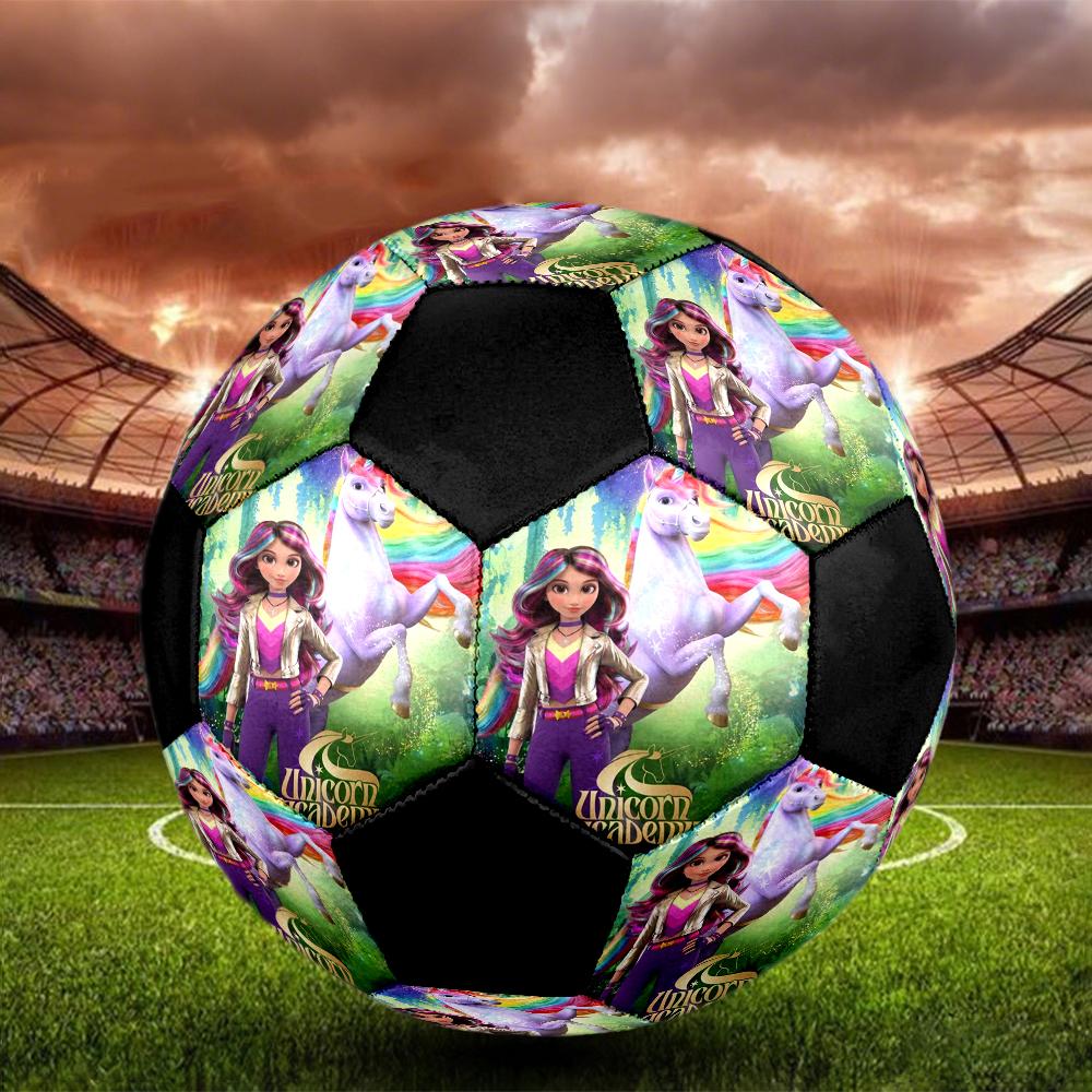 Unicorn Academy Indoor Soccer Ball Colorful Machine Stitched PVC Size 5 Team Training Competition Ready Durable High-Bounce Cool Sports Gift