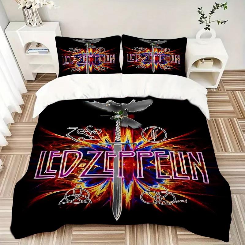 3pcs LED ZEPPELIN Cover Set, 1 Cover + 2 Pillowcases (No Insert), Bedding for All Seasons, Bedding,Bedroom Decor yy250922021