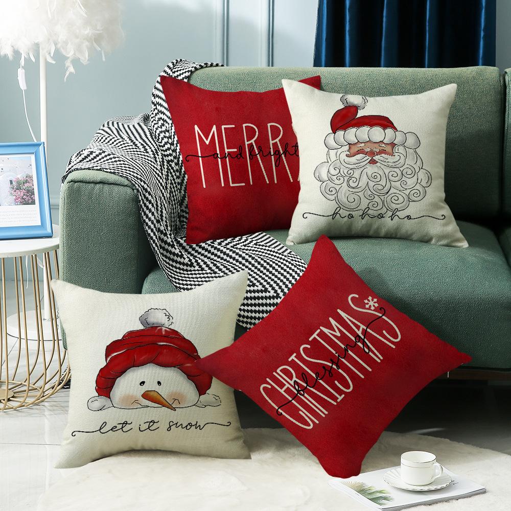 New Christmas Snowman Pillow Living Room Sofa Bedroom Balcony Pillow Home Lumbar Pillow Cover