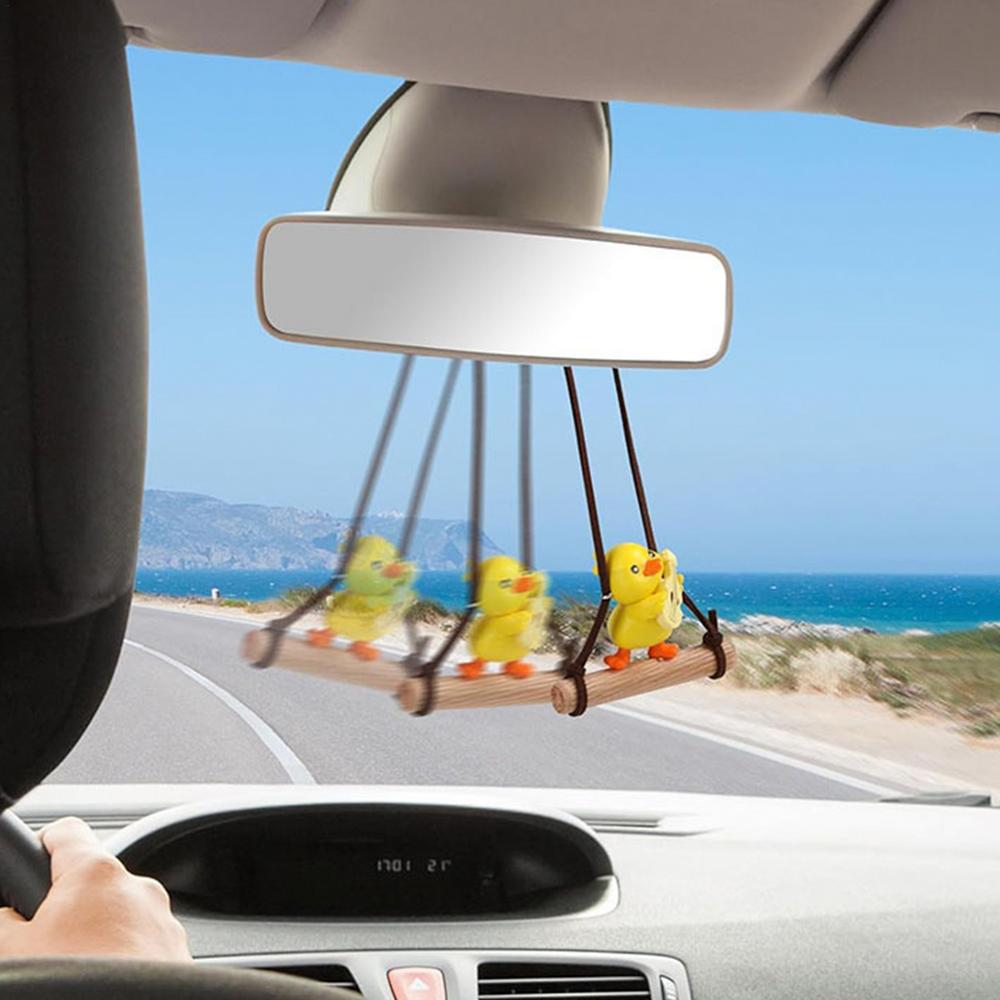 Car Pendant Cute Swing Duck Car Interior Decoration Holiday Swing Duck Rearview Mirror Pendant For Car Accessories