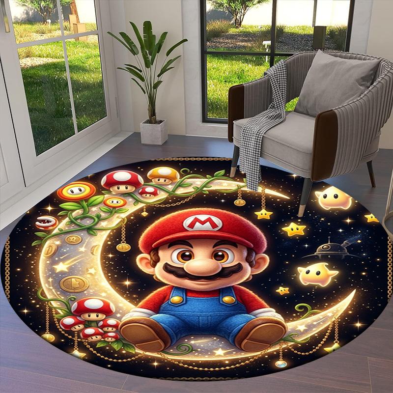 Super Mario Round Area Rug Carpet Rug For Living Room Bedroom Sofa Playroom Decor Nonslip Floor Mat