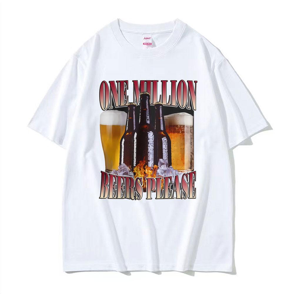 Bar Party Humor Funny Drinking Beer Please Graphic TShirt Unisexs High Street Pop Short Sleeve T Shirts Unisex 100 Cotton TShirt