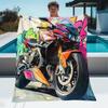 Motorcycle Graffiti Street Art Flannel Blanket Soft Cozy Throw For Men Biker Lover Garage Decor Cool Design Gift IdeaTrendyStyle