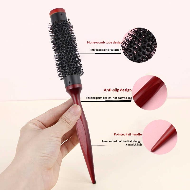 Aluminum Tube Cylindrical Bristle Roller Comb Shape With Fluffy Hair Roots And Bangs Inner Buckle Curly Hair Styling Beauty Tool