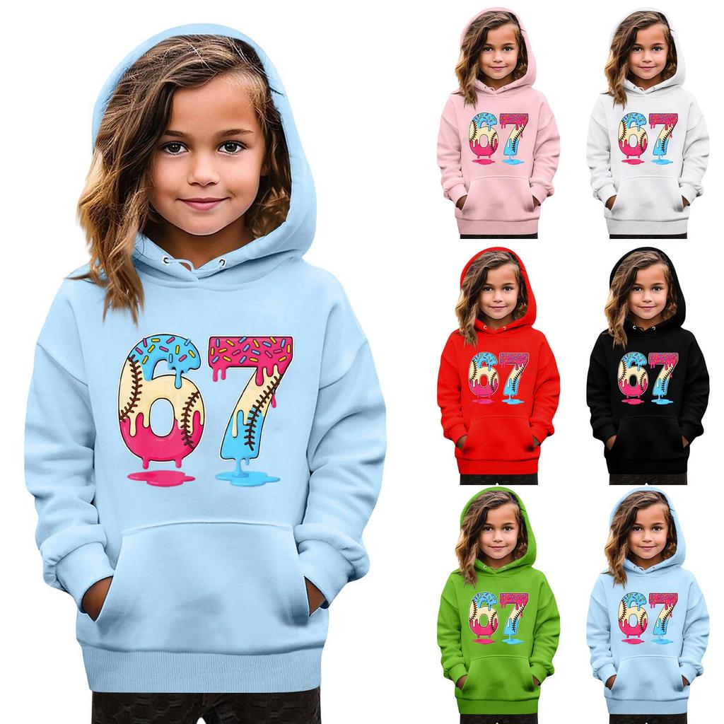 Kinder Mode Bedruckter Pullover Lässig Langarm Rundhals Kapuzenpullover Top