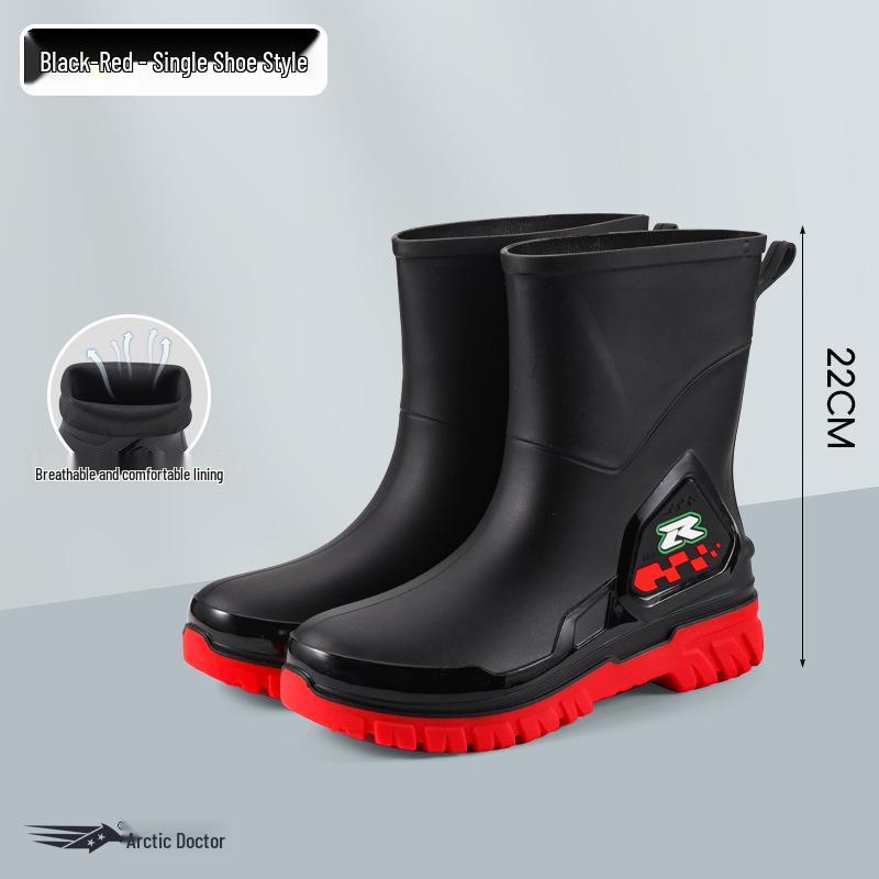 Men's Warm Non-Slip Durable Rain Boots for Food Delivery, Fishing, and Gardening