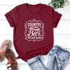 Country Musik und Bier Darum bin ich hier T-Shirt Cowboy Hemd Western T-Shirt Unisex Kurzarm Grafik T-Shirts Streetwear Tops