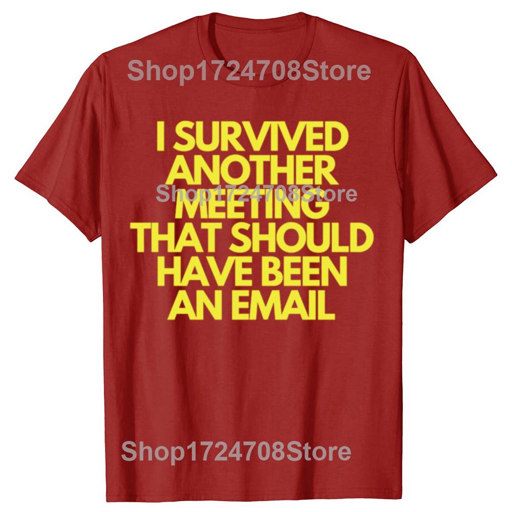 

I Survived Another Meeting That Could Have Been An Email T Shirt Work Meme Humor Joke Tee Casual Cotton Unisex T-shirts EU Size S