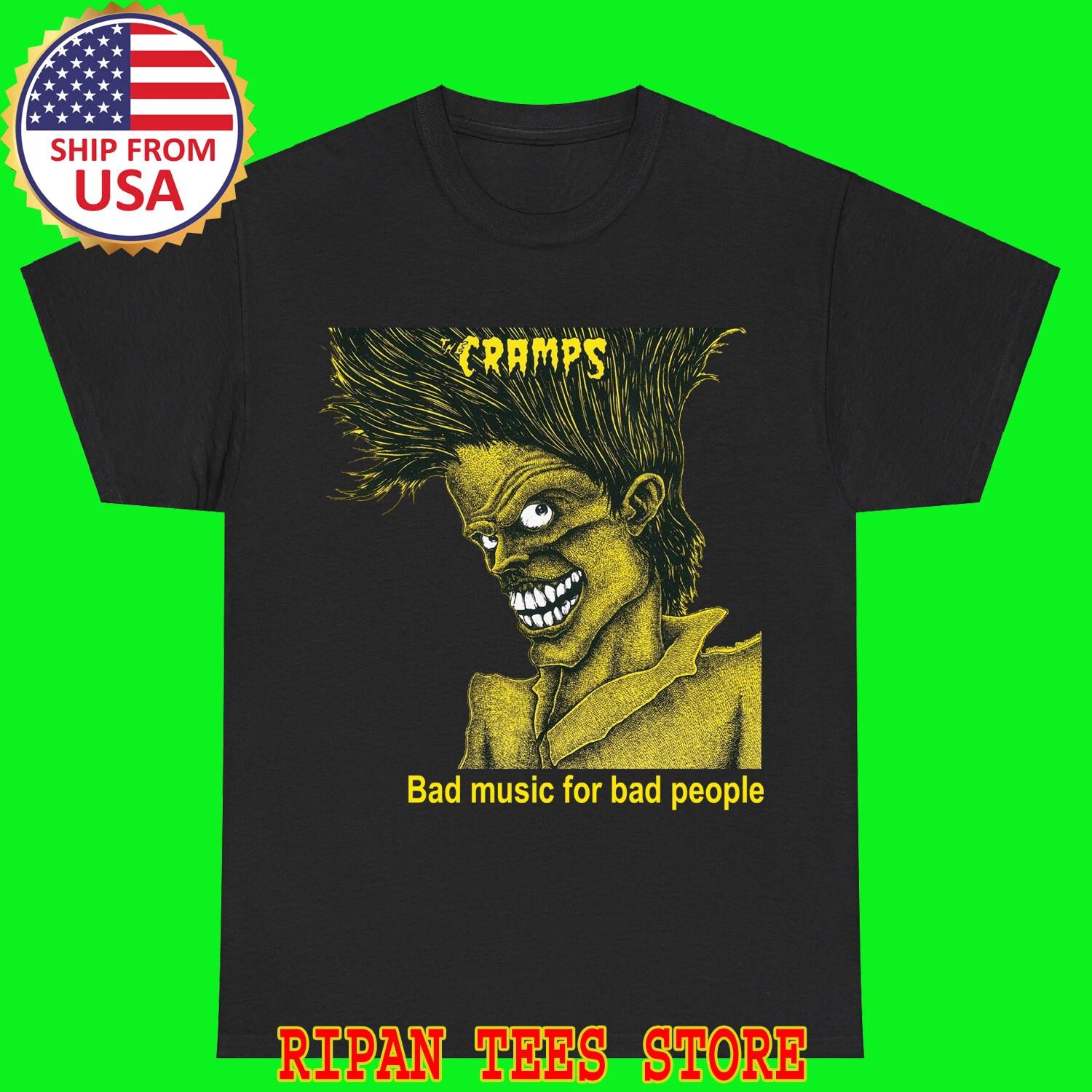 THE CRAMPS Bad Music for Bad People Black T-Shirt Tee Top Unisex 3XL