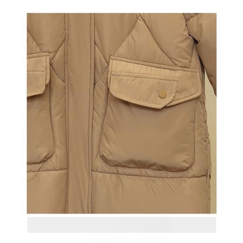 Χαλαρό Ζεστό Χειμωνιάτικο Πουπουλένιο Βαμβακερό Παλτό Γυναικείο Μακρύ Μπουφάν με Γέμιση Ψεύτικο Δύο Κομματιών Χοντρό Χειμωνιάτικο Παλτό