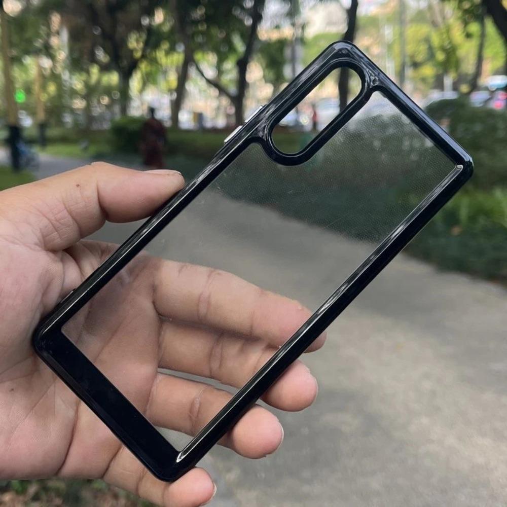 Candy Color Frame Minimalist Acrylic Phone Case Shockproof Transparent TPU Protective Cover For Sony Xperia 10 1 VII VI 5 V