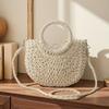 Small round bucket letter ribbon messenger bag paper rope semicircular hand-woven bag vacation shoulder portable yuan bucket mobile phone bag