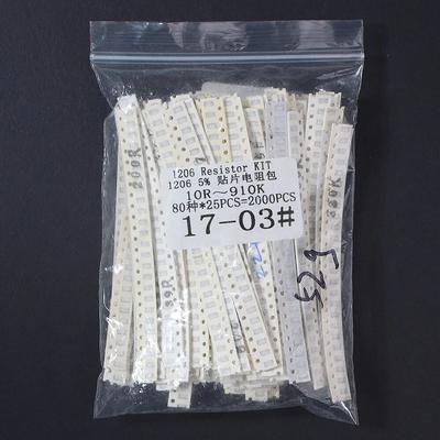 2000 Stück 0805 1206 Neues Chip-Widerstandssortiment, 80 Werte SMD-Widerstandskit 10 Ohm ~ 910 K 5 % Widerstand 10 Ohm 100 Ohm 1 K 10 K