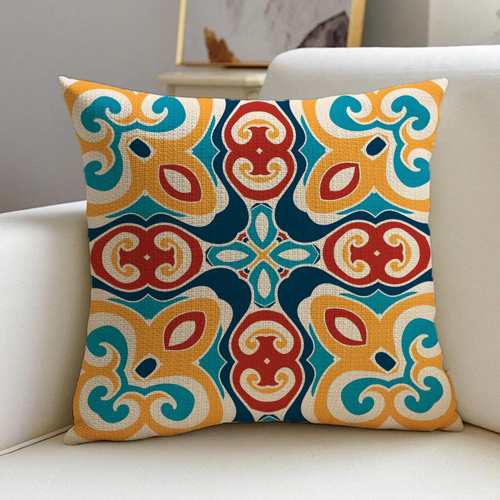 P-Portuguese Style Cushion Cover Cushion Cover Pillowcase, Anti-Mite Invisible Zipper, Linen Sofa Cushion