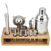 16Pcs 304 Edelstahl Cocktail Shaker Bar Set Wein Trinken Mixer mit Bambus Stehen