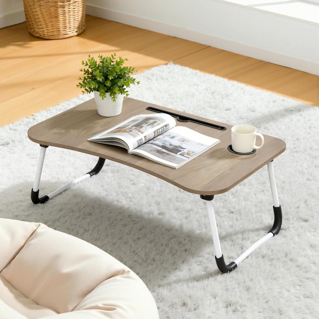 VECELO Folding 70cm X 48cm X 27cm Multifunctional Laptop Large Design That Complements Simple Japanese Table, (W) (D) (H), 2.95kg, Desk, PVC-coated