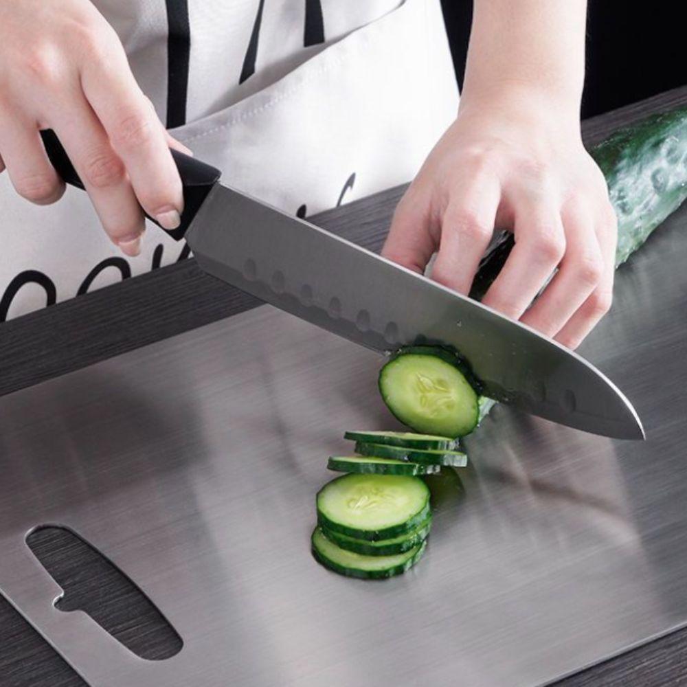 Rectangular 304 Stainless Steel Cutting Board Mold Proof Deodorized Chopping Board Double-Sided Use Kneading Board