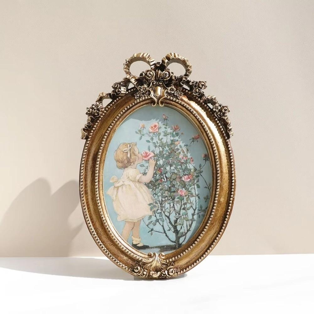 Vintage Photo Frame Golden Desktop Ornament Gift Tabletop Decor  For Bedroom Study Living Room