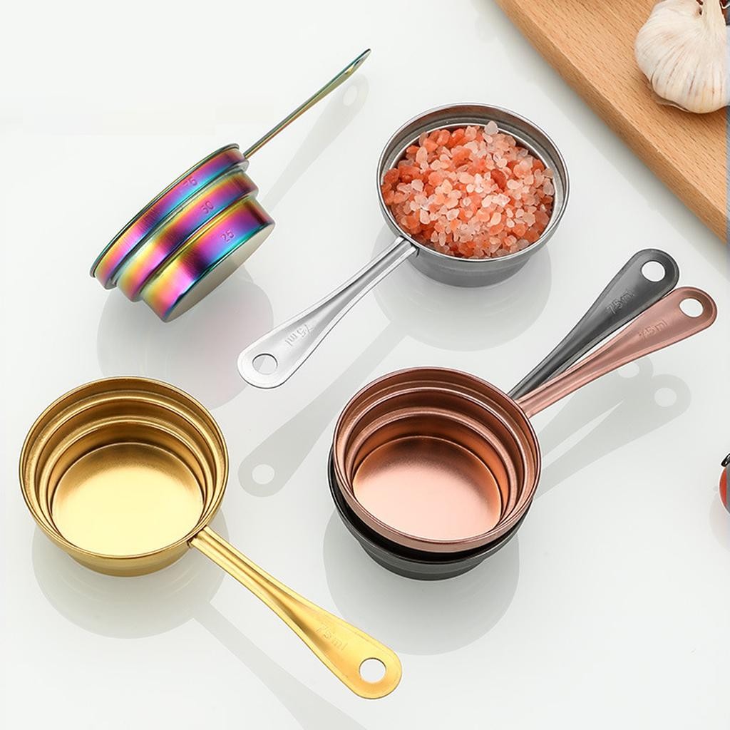 Stainless Steel 3-Piece Measuring Spoons Set Multi-Functional Coffee Powder Salt Milk Powder Baking Measuring Spoons with Handle