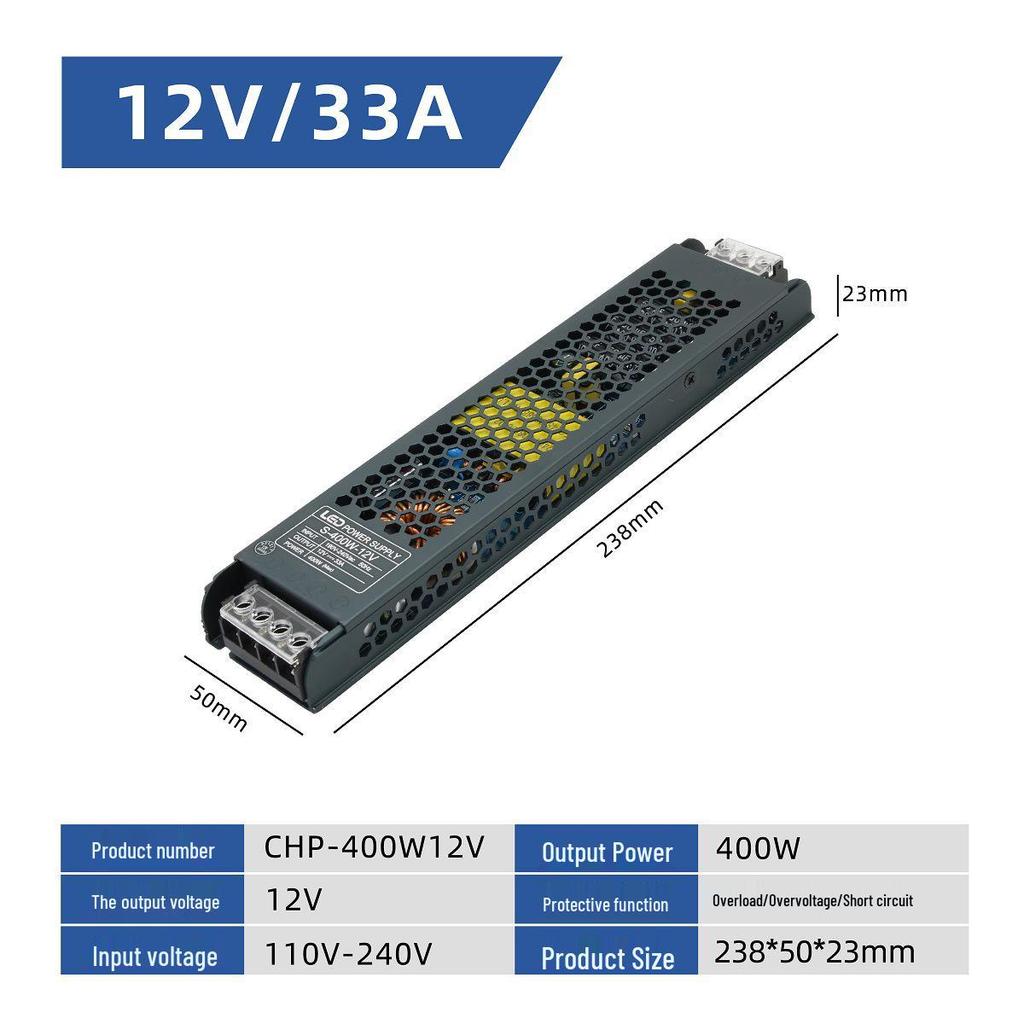 12V Ultra-thin Long Strip Power Transformer for Light Box (24V 60W-400W)