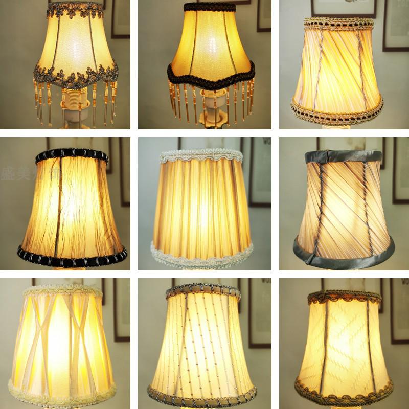 European Crystal Chandelier Fabric Lampshade, Clip-On, E27 Large Base, E14 Candle Bulb, Wall Light Shell Shade