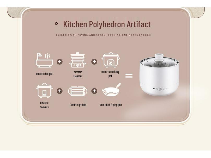 Compact Multifunctional Electric Rice Cooker Steamer – Non-stick, Low Power, Ideal for Dorms and Small Spaces