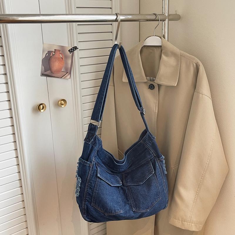 Denim Shoulder Bag Women's Large Capacity Vintage Tote Bag