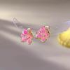Simple Fashion Sweet Enamel Flowers Pink Color Creative Stud Earrings for Women Personality Temperament Minimalist Jewelry