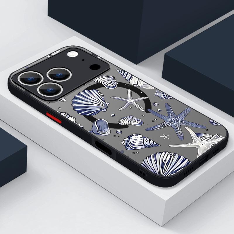 Sea Turtle Conch Whale Pattern Case For iPhone 17 Pro Max Magnetic For Magsafe Hybrid TPU+PC Matte Cover For iPhone 16 Pro Max 15 14 13 12 11 16E Air