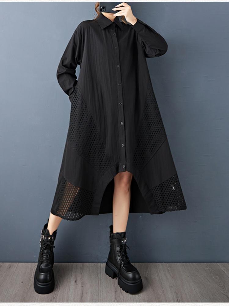 Long sleeve Plus size cotton vintage new in dresses for women casual loose Spring autumn shirt dress