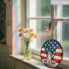 2D Flat God Bless America Statue of Liberty Round Wooden Hanging Sign, Vintage Patriotic Door Hanger, USA 4th of July Independence Day Decor