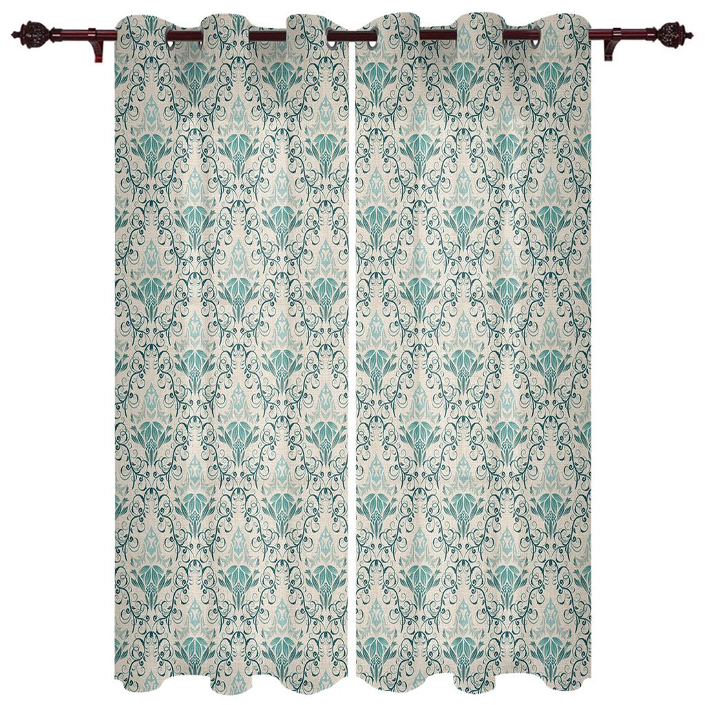 Black Baroque Pattern Window Curtain For Living Room Bedroom Luxury Home Kitchen Decor Items Curtains