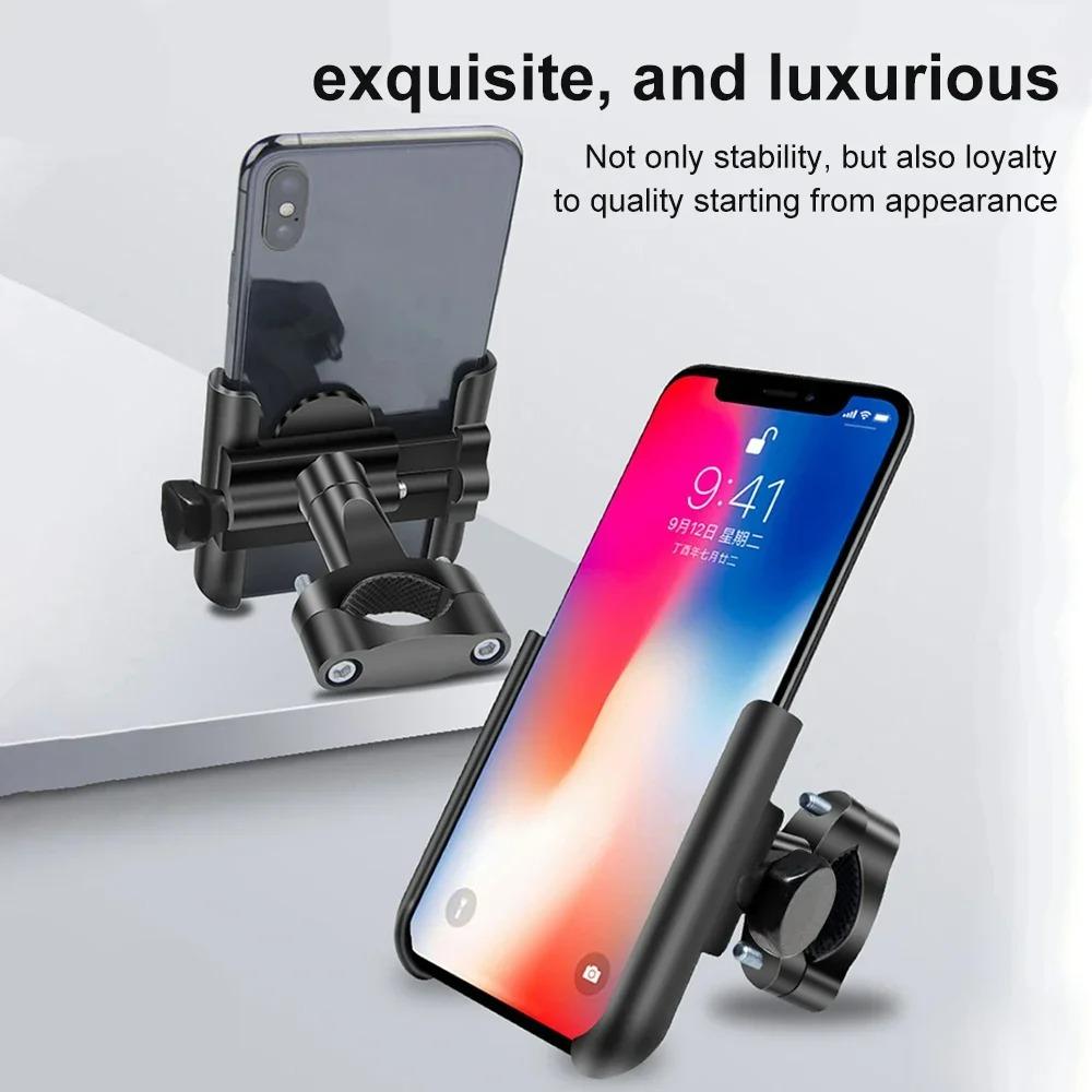 Aluminum Alloy Bike Phone Holder GPS Bracket Rear View Mirror Mount Clip Moto Handlebar For Xiaomi iPhone Samsung Huawei Phone