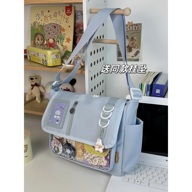 Japanese original canvas handbag, college style design, casual versatile shoulder bag, light waterproof and burden-reducing messenger bag
