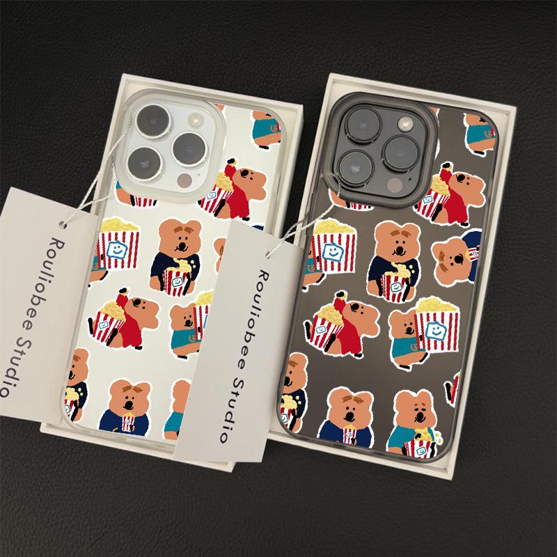 

Popcorn Bear Frosted Case for iPhone 16 Pro Max/16 Pro/16 Plus/15 Pro Max iPhone 13 Pro