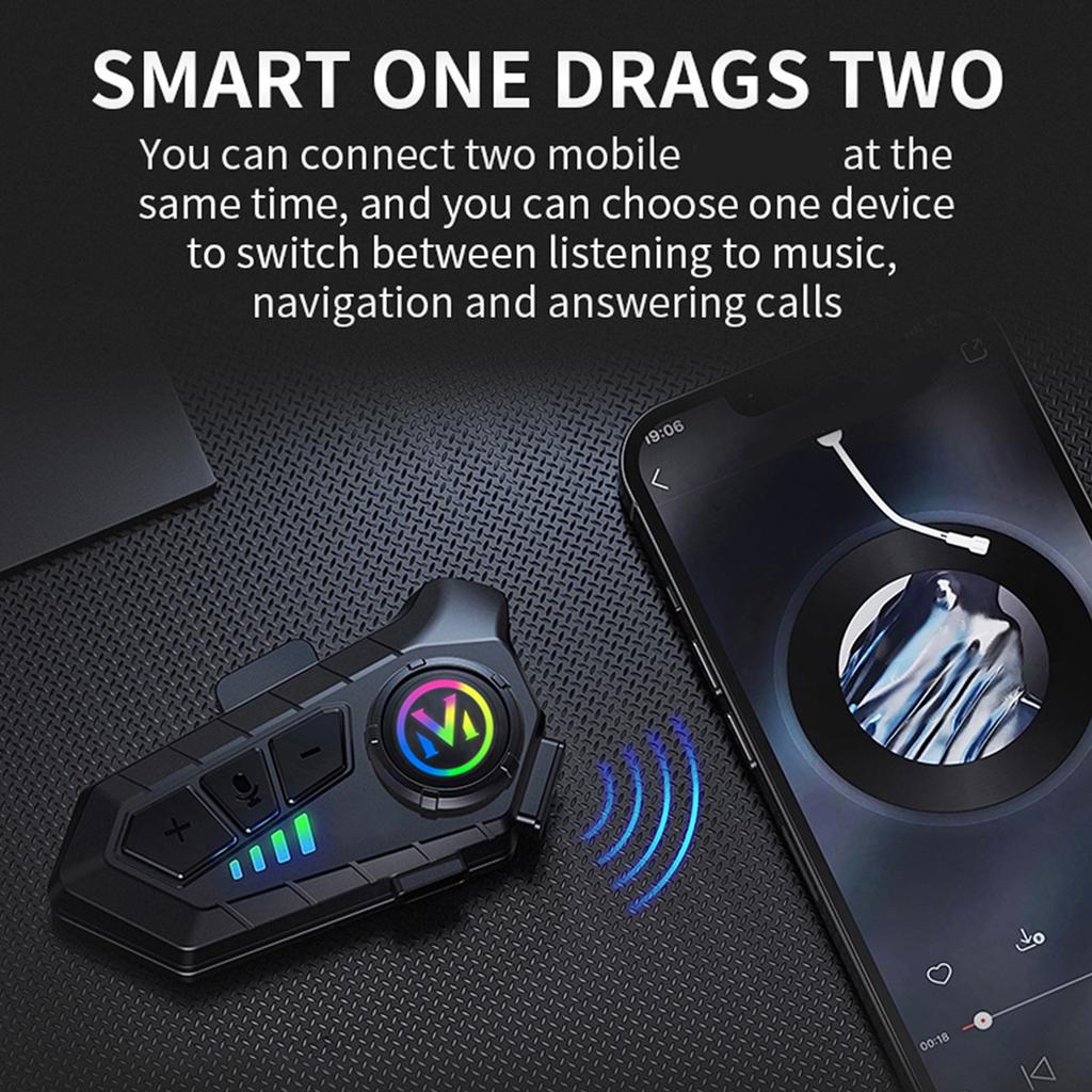Motorcycle BT5.3 Intercom Headset Noise Cancellation Compatible with A Variety of Helmets